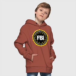 Толстовка оверсайз детская FBI Departament, цвет: кирпичный — фото 2