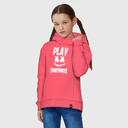 Толстовка оверсайз детская Marshmello: Play Fortnite, цвет: коралловый — фото 2