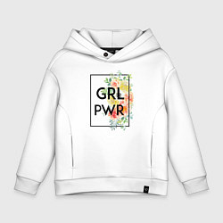 Толстовка оверсайз детская GRL PWR, цвет: белый