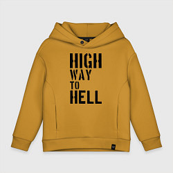 Толстовка оверсайз детская High way to hell, цвет: горчичный