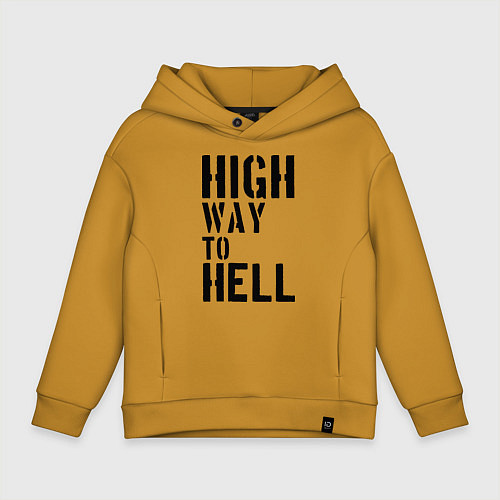 Детское худи оверсайз High way to hell / Горчичный – фото 1