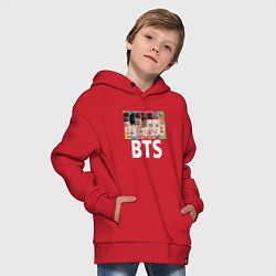 Толстовка оверсайз детская BTS: Boys Faces, цвет: красный — фото 2