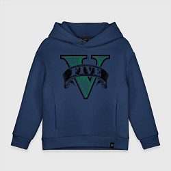 Толстовка оверсайз детская GTA V: Logo, цвет: тёмно-синий