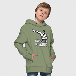 Толстовка оверсайз детская Russian boxing, цвет: авокадо — фото 2