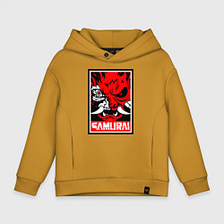 Толстовка оверсайз детская Cyberpunk 2077: Samurai Poster, цвет: горчичный