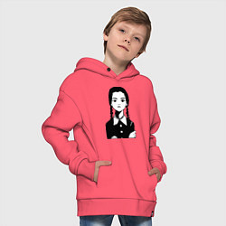 Толстовка оверсайз детская Wednesday Addams, цвет: коралловый — фото 2