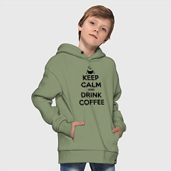Толстовка оверсайз детская Keep Calm & Drink Coffee, цвет: авокадо — фото 2