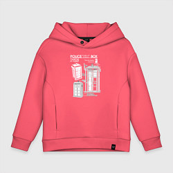 Толстовка оверсайз детская Доктор Кто, ТАРДИС, цвет: коралловый