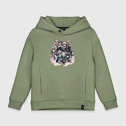 Толстовка оверсайз детская MY HERO ACADEMIA все вместе, цвет: авокадо