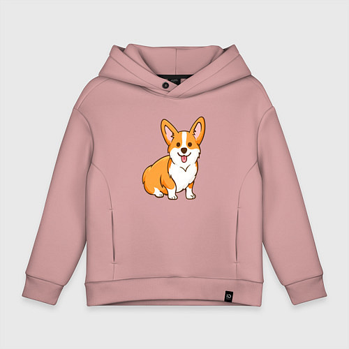 Детское худи оверсайз Корги / Пыльно-розовый – фото 1