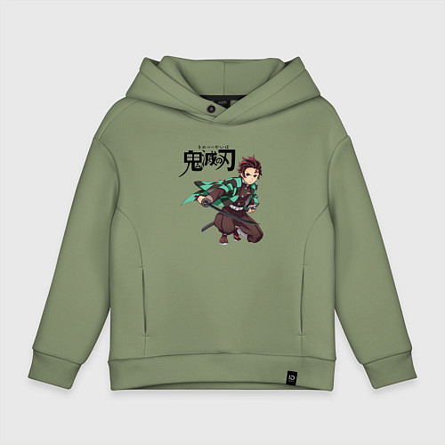 Детское худи оверсайз KIMETSU NO YAIBA / Авокадо – фото 1
