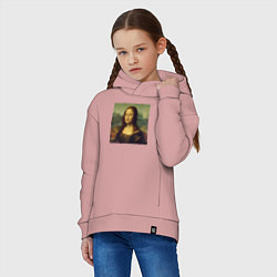 Толстовка оверсайз детская Mona Lisa pixels, цвет: пыльно-розовый — фото 2