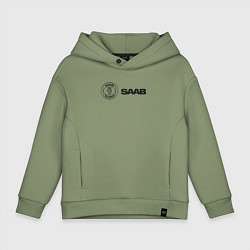 Толстовка оверсайз детская Saab Black Logo, цвет: авокадо
