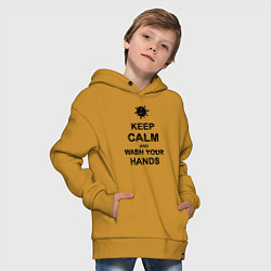 Толстовка оверсайз детская Keep Calm & Wash Hands, цвет: горчичный — фото 2