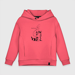 Толстовка оверсайз детская Курьер - Енот 2 - Пенсия, цвет: коралловый