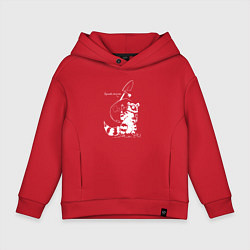 Толстовка оверсайз детская Курьер - Енот - Пенсия, цвет: красный