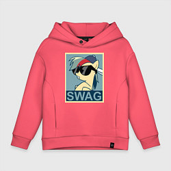 Толстовка оверсайз детская Rainbow Dash swag, цвет: коралловый