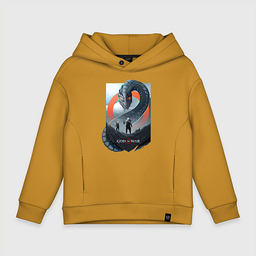 Детское худи оверсайз Кратос и Атрей / Горчичный – фото 1