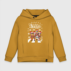 Толстовка оверсайз детская Битлз Новогодний, цвет: горчичный