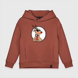 Толстовка оверсайз детская Олень Хипстер, цвет: кирпичный