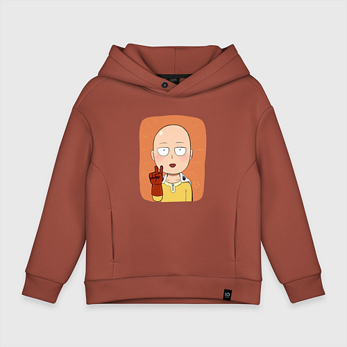 Детское худи оверсайз Сайтама One Punch Man / Кирпичный – фото 1