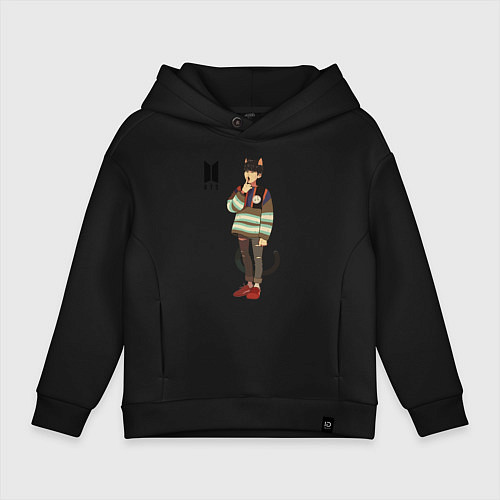 Детское худи оверсайз BTS Cat / Черный – фото 1