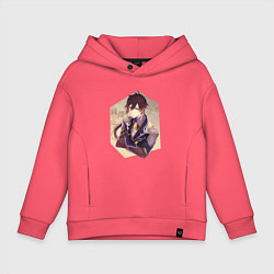 Толстовка оверсайз детская Чжун Ли, цвет: коралловый