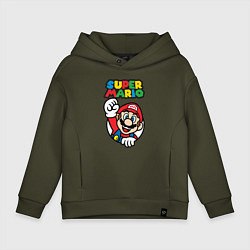 Толстовка оверсайз детская Mario, цвет: хаки