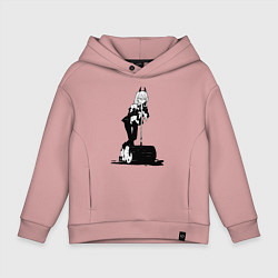 Толстовка оверсайз детская Человек бензопила Пауэр, цвет: пыльно-розовый