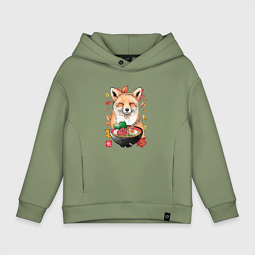 Детское худи оверсайз Лиса / Авокадо – фото 1