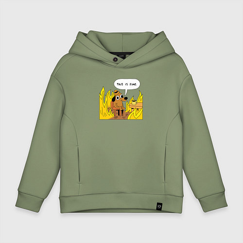 Детское худи оверсайз This is Fine / Авокадо – фото 1