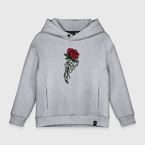 Детское худи оверсайз Цветок в руке / Меланж – фото 1