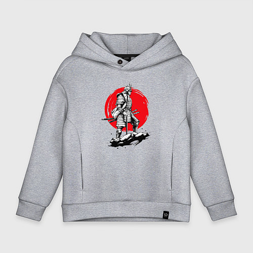 Детское худи оверсайз Воин-самурай / Меланж – фото 1