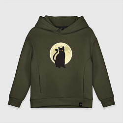 Толстовка оверсайз детская Moon Cat, цвет: хаки