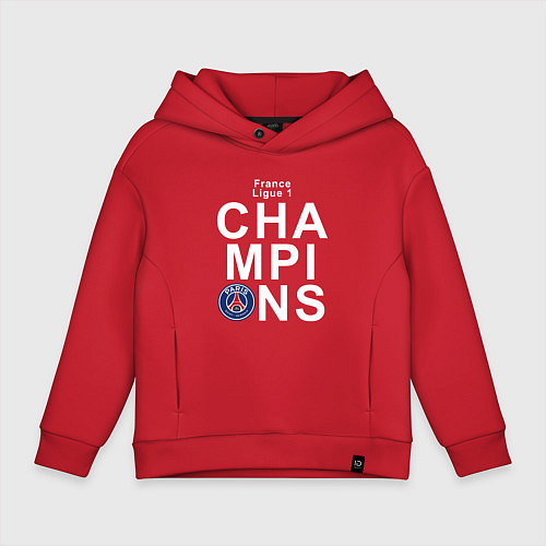 Детское худи оверсайз PSG CHAMPIONS / Красный – фото 1