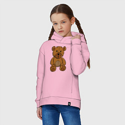 Толстовка оверсайз детская Плюшевый медведь, цвет: светло-розовый — фото 2