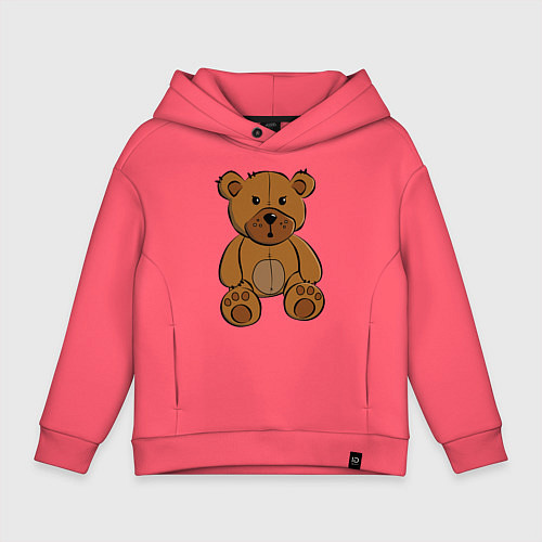 Детское худи оверсайз Плюшевый медведь / Коралловый – фото 1
