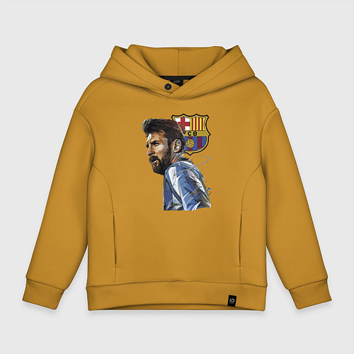 Детское худи оверсайз Lionel Messi Barcelona Argentina Striker / Горчичный – фото 1