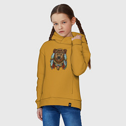 Толстовка оверсайз детская Славянский медведь, цвет: горчичный — фото 2