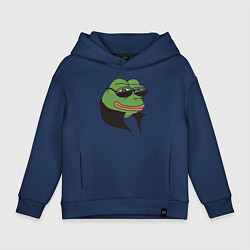 Толстовка оверсайз детская Лягушонок Пепе, цвет: тёмно-синий