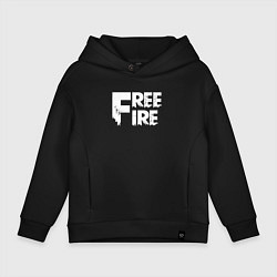 Толстовка оверсайз детская FREEFIRE FF WHITE LOGO Z, цвет: черный