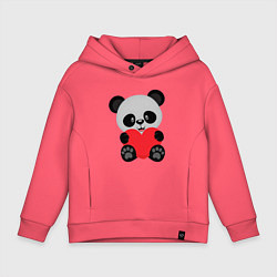 Толстовка оверсайз детская Love Панда, цвет: коралловый