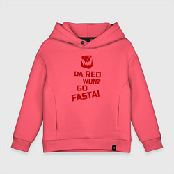 Толстовка оверсайз детская Только красное ездит быстро, цвет: коралловый