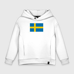 Толстовка оверсайз детская Швеция Флаг Швеции, цвет: белый