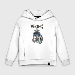 Толстовка оверсайз детская Викинг Viking Воин Z, цвет: белый