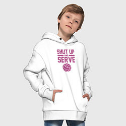 Толстовка оверсайз детская Shut Up And Serve, цвет: белый — фото 2