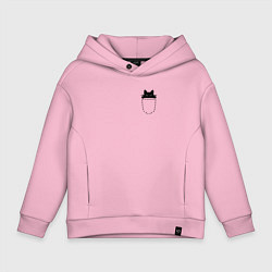 Толстовка оверсайз детская Кот в кармане, цвет: светло-розовый