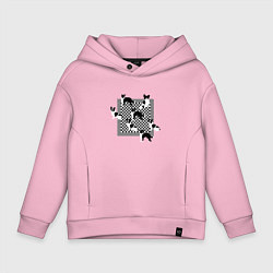 Толстовка оверсайз детская Черно-белые собачки, цвет: светло-розовый