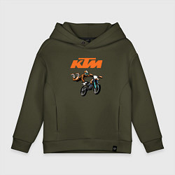 Толстовка оверсайз детская KTM МОТОКРОСС Z, цвет: хаки