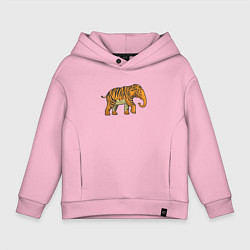 Толстовка оверсайз детская Тигровый слон, цвет: светло-розовый